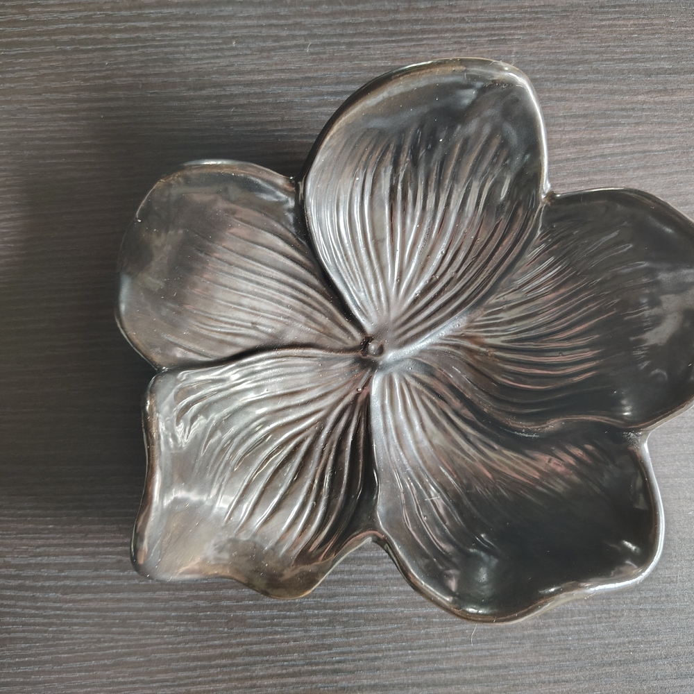 1 Black And 1 Cream Floral Decorative Dishes